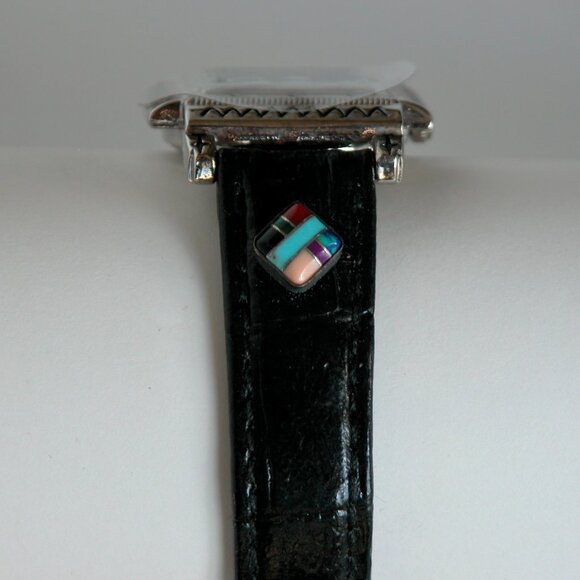 Vtg 80s 90s Watch Southwest Turquoise Inlay NOS Rainbow Timepiece - Picture 7 of 12